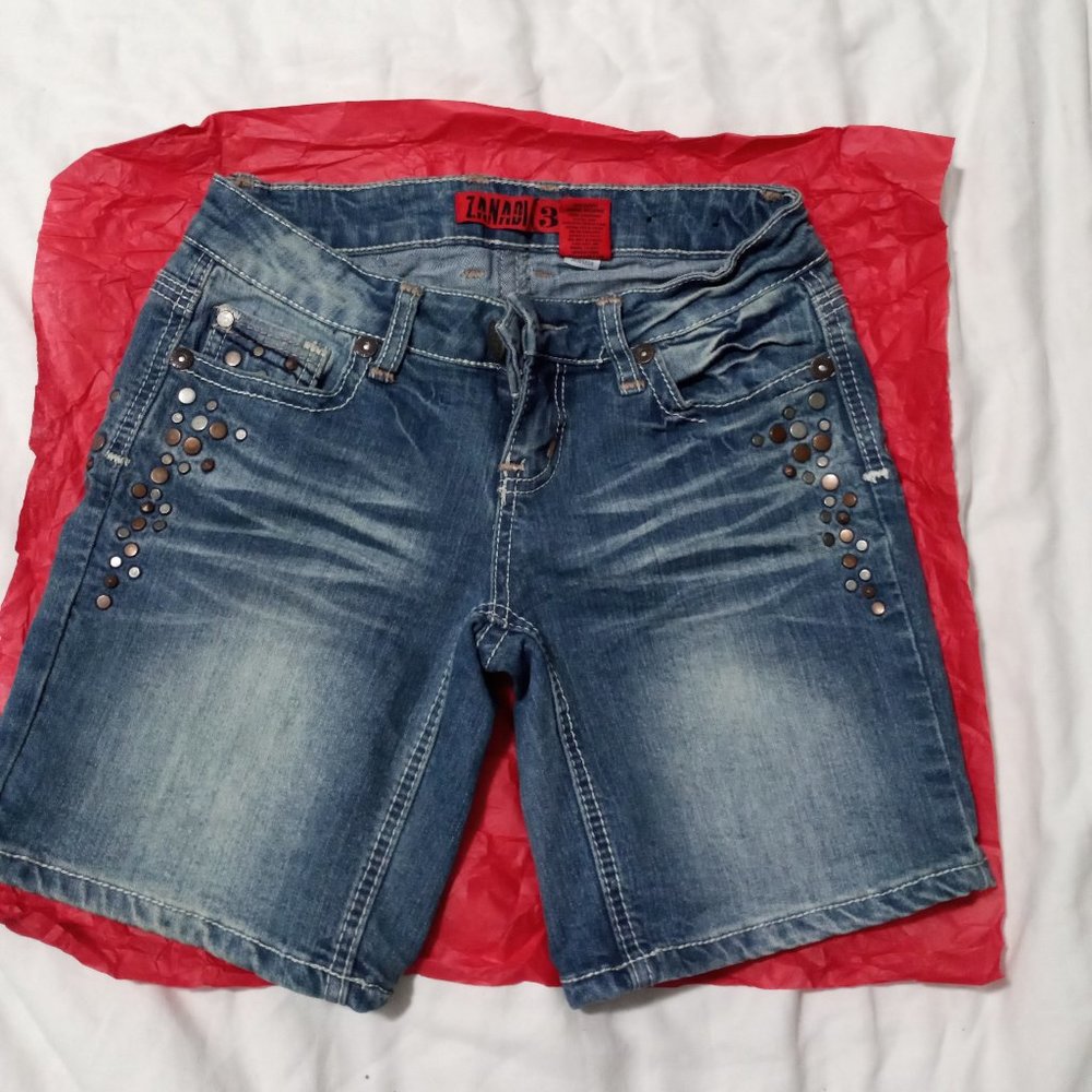 Rhinestone Blue Jean Bermuda Shorts